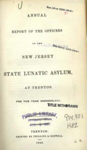 1849 New Jersey State Asylum Report