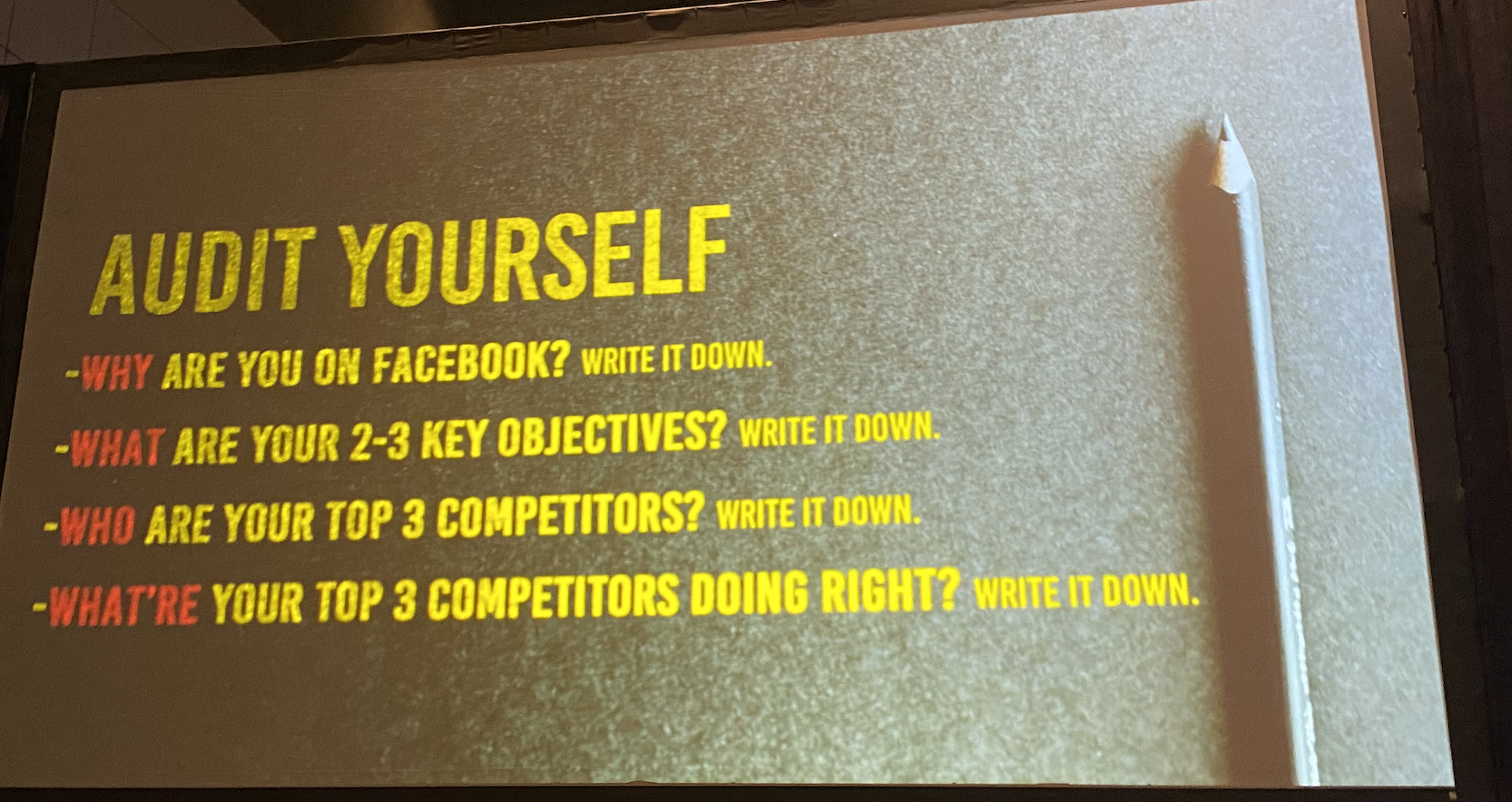 Presentation slide that poses questions as to why you're using social media.