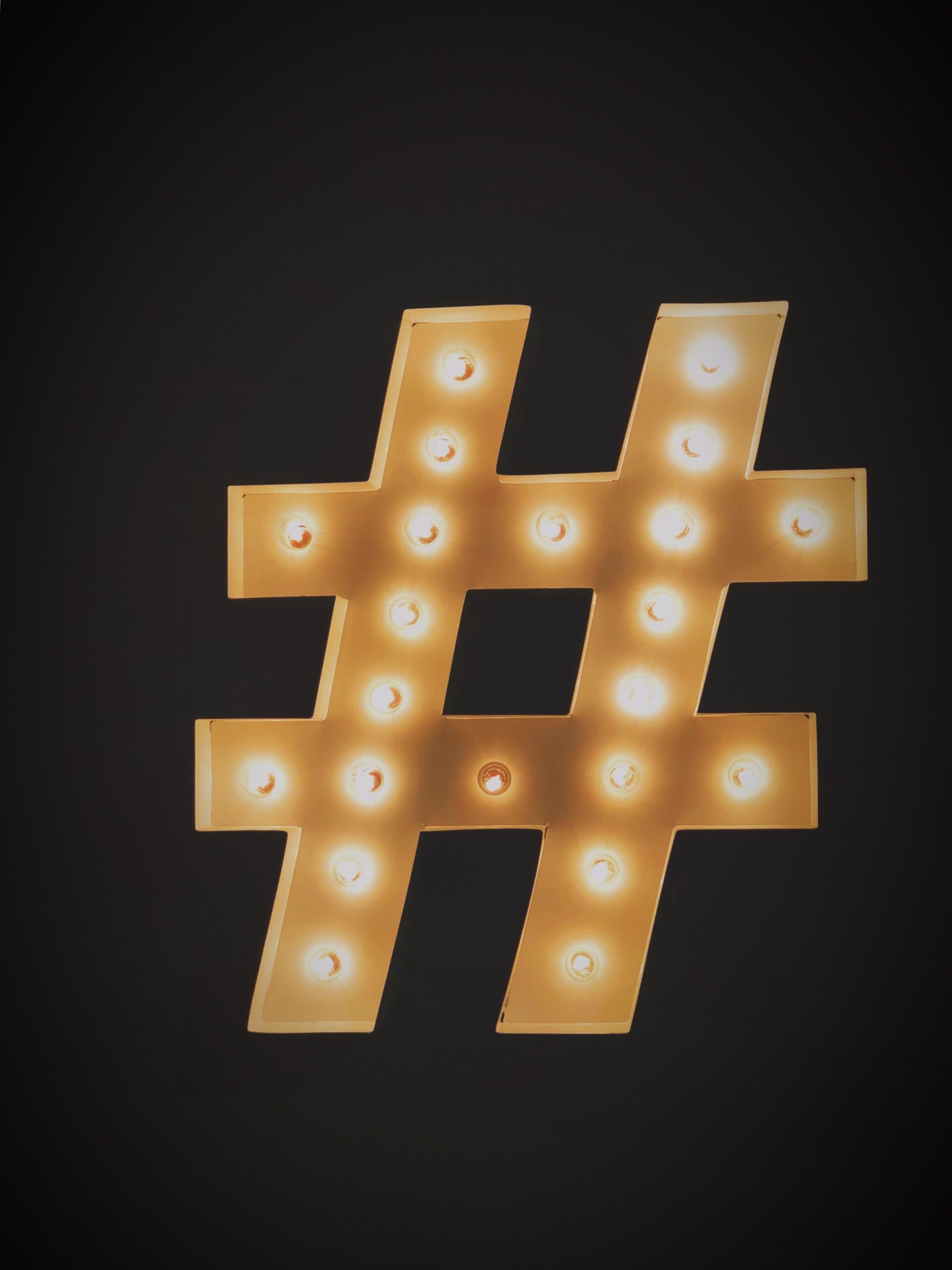 Lit up hashtag symbol.