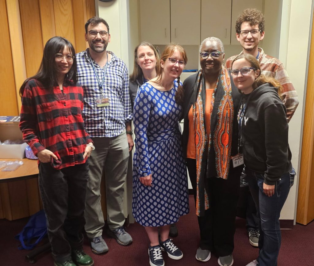 Dr. Edith Beckett at NJSL celebrating her NJAL Technical Services Award from NJLA, with library staff.